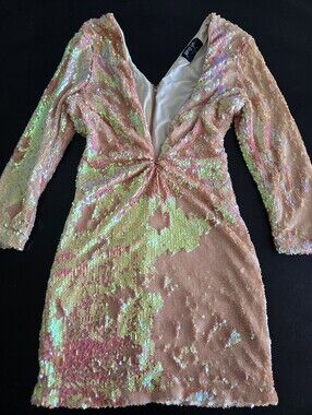 Nasty Gal Iridescent Sequin Mini Dress Size Small